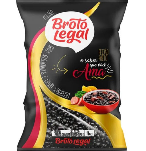 Broto Legal Feijao Preto 1kg - Black Beans 2.2 lb - Hi Brazil Market