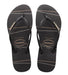 Havaianas Slim Logo Metallic Stripe Flip Flops Black - Hi Brazil Market