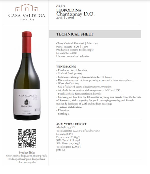 Casa Valduga Leopoldina Chardonnay Reserva - Hi Brazil Market