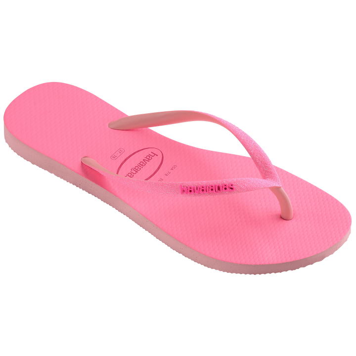 Havaianas Kid`s Slim Gliter Neon Macaron Pink - Flip Flop Macaron Pink - Hi Brazil Market