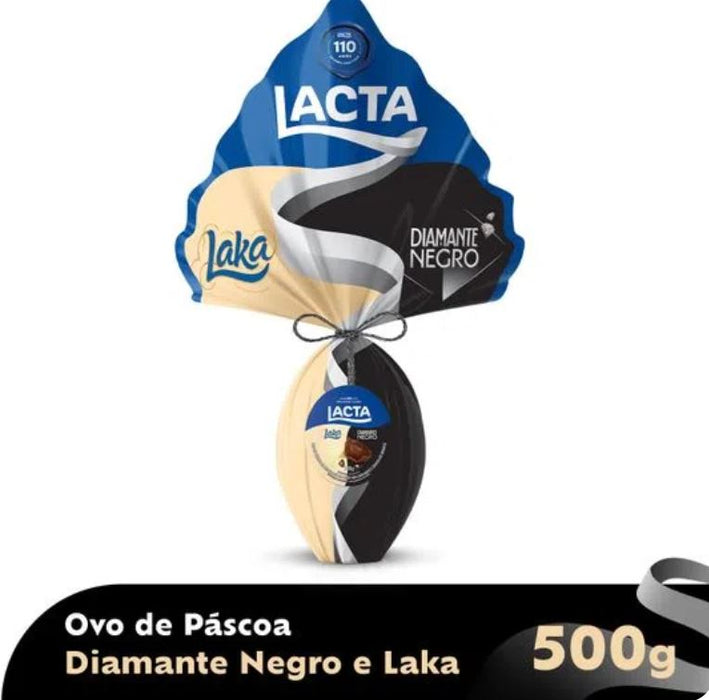 Lacta Ovo de Pascoa Meio Laka Meio Diamante Negro 500g - Easter Egg Half Laka Half Diamante Negro