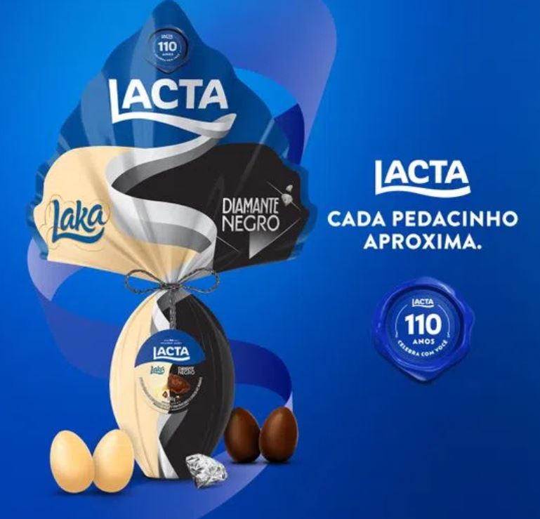 Lacta Ovo de Pascoa Meio Laka Meio Diamante Negro 494g