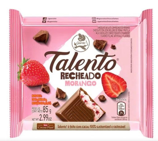 Garoto Talento Chocolate com recheio de Morango 85g - Chocolat with strawberry 2.99oz - Hi Brazil Market
