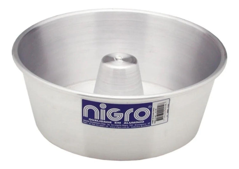 Nigro Forma para Pudim e Bolo de Aluminio Conica c/Tubo 18 cm x 1.5 litros - Round Aluminum Bakeware Pan with Hole - Hi Brazil Market