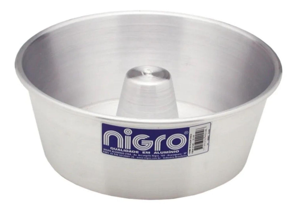 Nigro Forma para Pudim e Bolo de Aluminio Conica c/Tubo 22 cm x2.6 litros - Round Aluminum Bakeware Pan with Hole - Hi Brazil Market