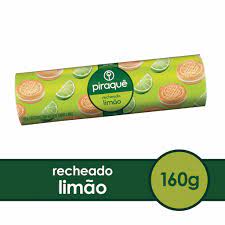 Piraque Biscoito Recheado Limao 160g - Lemon Sandwich Cookies - Hi Brazil Market