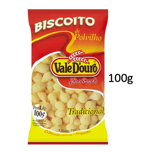 Vale D'Ouro Biscoito de Polvilho Salgado 100g - Yuca Salt Snacks 3.5oz - Hi Brazil Market