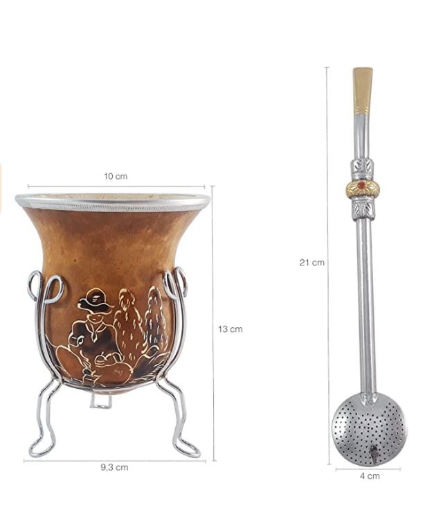 Promate Conjunto Cuia, Bomba e Suporte para Chimarrao - Mate Gourd w/pump and support - Hi Brazil Market