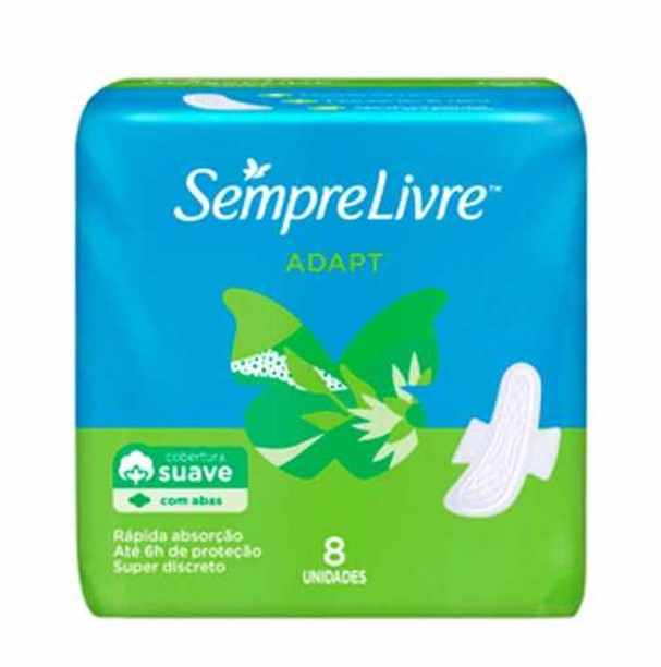 Sempre Livre Adapt Absorvente Feminino (Suave com Abas) - 8 und - Hi Brazil Market