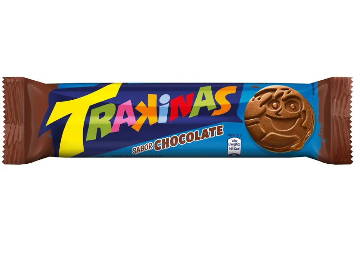 Trakinas Biscoito Recheado Sabor Chocolate 126g - Chocolate Flavor Sandwich Biscuit - Hi Brazil Market