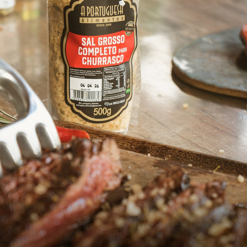 A Portuguesa Sal Grosso com Temperos 500g - Coarse Salt with Seasonings - Hi Brazil Market