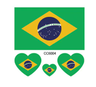 Bandeira do Brasil Cartela de Adesivos -Brazil Flag Stickers - Hi Brazil Market