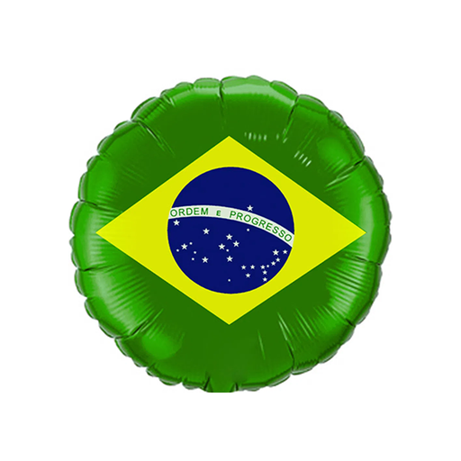 Balao Bandeira do Brasil Metalizado 45cm - Brazil Flag Metalic Ballon 18 inches - Hi Brazil Market