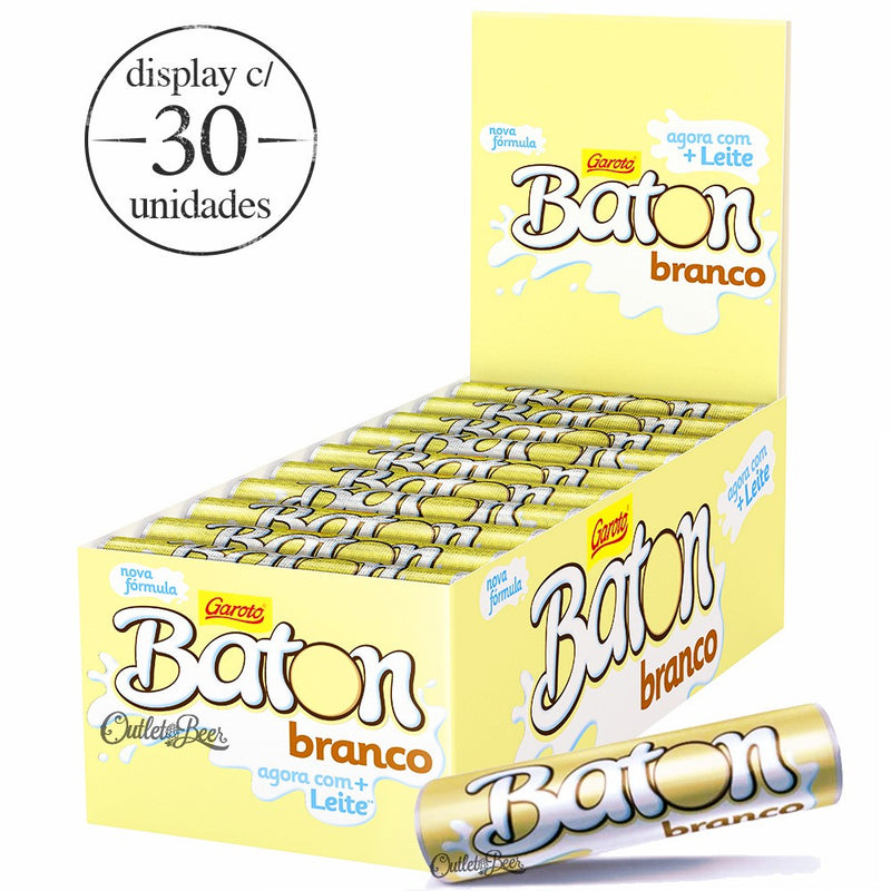 Garoto Baton White Chocolate - Chocolate Branco Box ou Unidade - Hi Brazil Market
