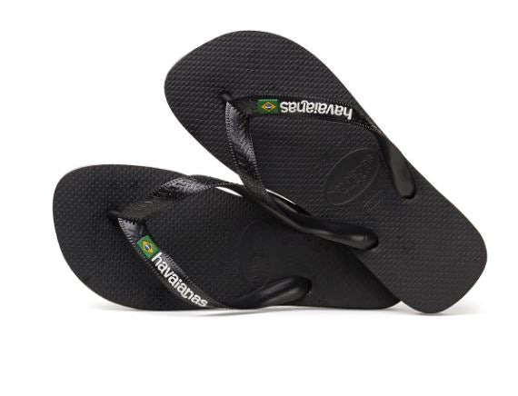 Havaianas Brazil Logo BRANCO Flip Flops Black - Hi Brazil Market