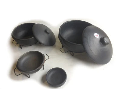 Bolzan Conjunto Capixaba Panelas de Barro C/ 4 units - Brazilian Clay Stew Pot Set 4 units - Hi Brazil Market