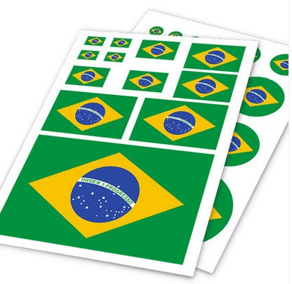 Bandeira do Brasil Cartela de Adesivos -Brazil Flag Stickers - Hi Brazil Market