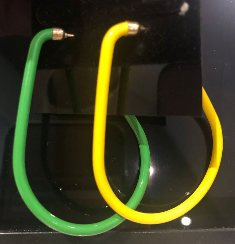 Brinco verde e amarelo - Green and yellow earring - Hi Brazil Market