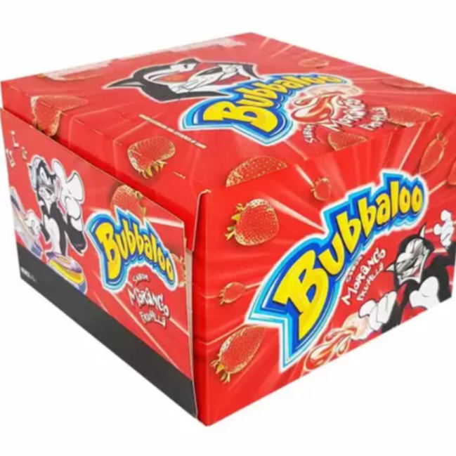 Bubbaloo Chiclete de Bola Morango - Gum filled with liquid flavor Strawberry - Hi Brazil Market