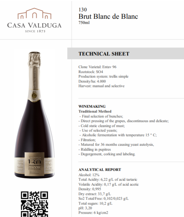 Casa Valduga Espumante Brut 130 Blanc de Blanc Edicao Especial - Hi Brazil Market