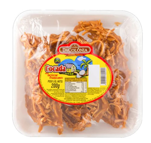 Da Colonia Cocada com Acucar Mascavo 200g - Coconut Sweet 11.81 oz - Hi Brazil Market