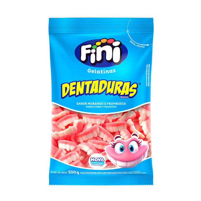 Fini Bala Dentaduras Sabor Morango e Frambroesa 90g - Strawberry Gelatin Candy 3oz - Hi Brazil Market