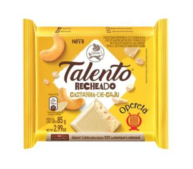 Garoto Talento Opereta - White Chocolate with Brazilian Nut 85g - Hi Brazil Market
