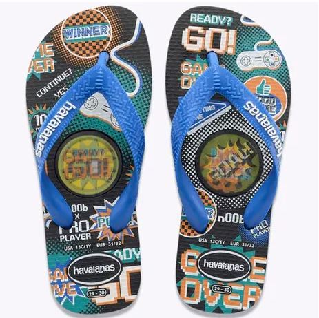 Havaianas Kid's Sandal Top Holographic Game Black - Hi Brazil Market