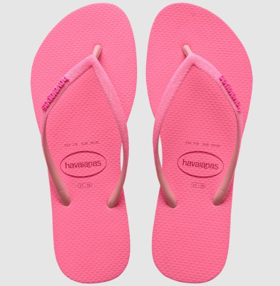 Havaianas Kid`s Slim Gliter Neon Macaron Pink - Flip Flop Macaron Pink - Hi Brazil Market