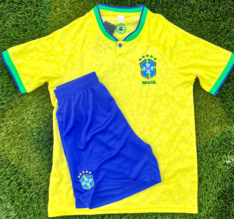 Brasil Conjunto Futebol Adulto Amarelo Copa do Mundo - Brazil Soccer Set Yellow World Cup - Hi Brazil Market