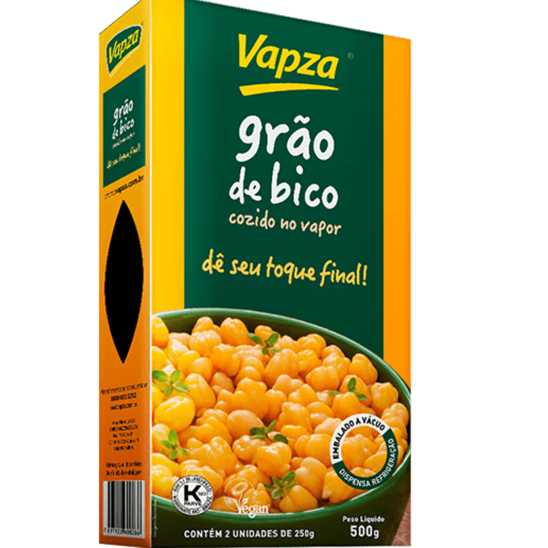 Vapza Grao de Bico Cozido no Vapor 500g- Chickpeas - Hi Brazil Market