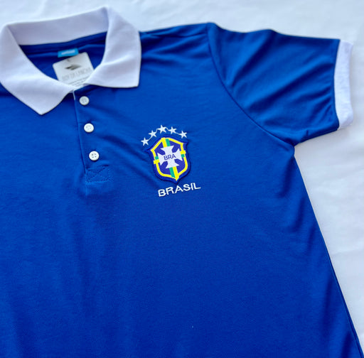 Brasil Camisa Polo Masculina Azul - Brazil Men Polo Shirt Blue - Hi Brazil Market