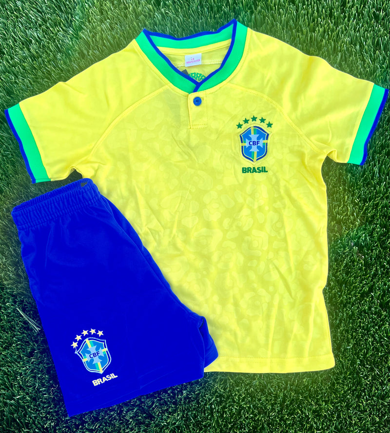 Brasil Conjunto Futebol Infantil Amarelo Copa do Mundo - Brazil Kid's Soccer Set Yellow World Cup - Hi Brazil Market