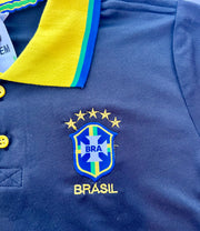 Brasil Camisa Polo Feminina Preta - Brazil Woman Polo Shirt Black - Hi Brazil Market