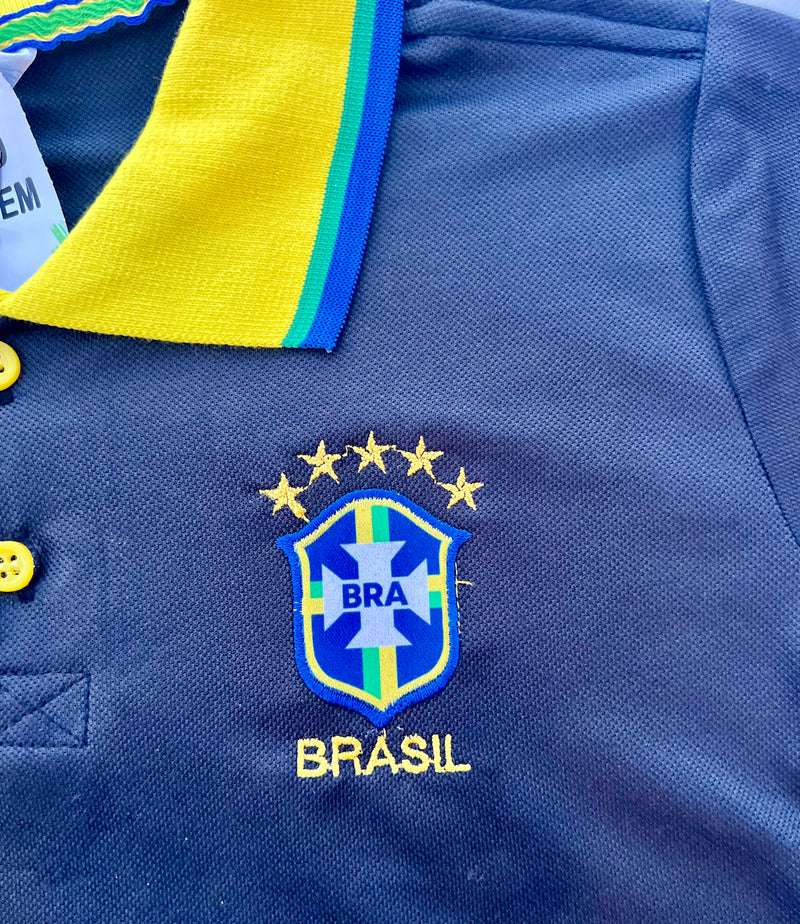 Brasil Camisa Polo Feminina Preta - Brazil Woman Polo Shirt Black - Hi Brazil Market