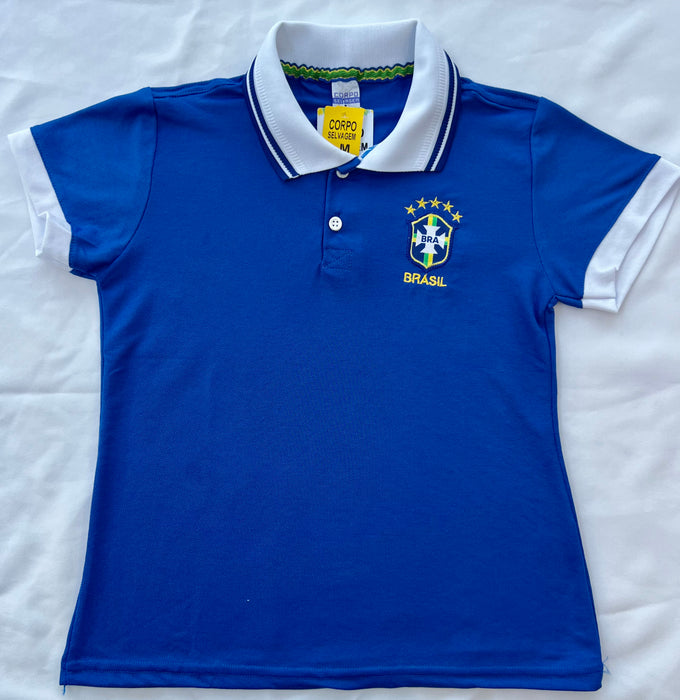 Brasil Camisa Polo Feminina Azul - Brazil Woman Polo Shirt Blue - Hi Brazil Market