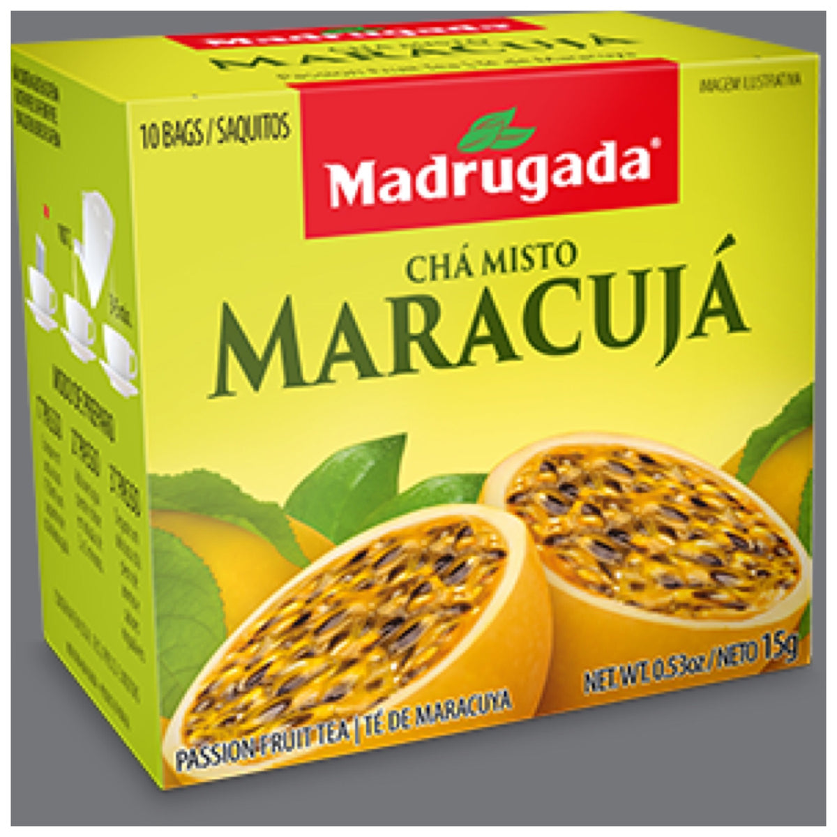 Madrugada Passion Fruit Tea 0.53oz 10 bags Cha Misto de Maracuja