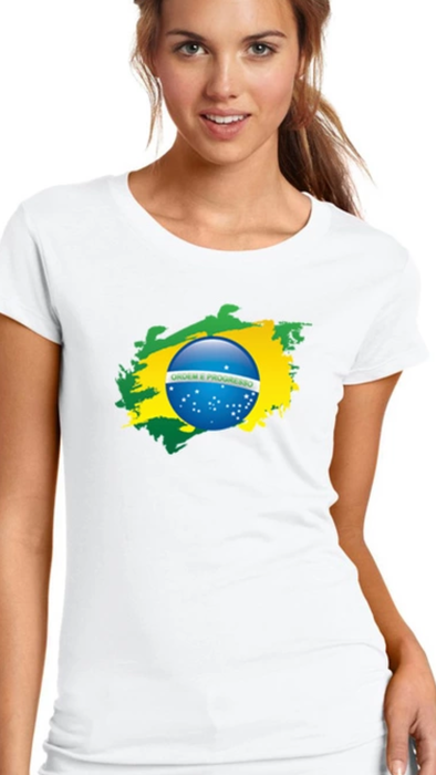 Brasil Babylook Estampada Bandeira - Flag Design Babylook - Hi Brazil Market