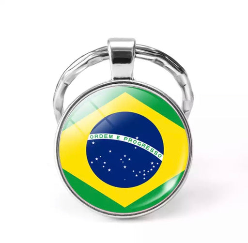 Brasil Chaveiro Bandeira - Keychain Brazil Flag Dome - Hi Brazil Market
