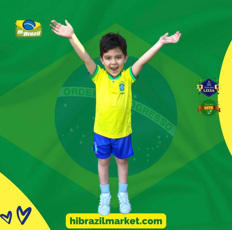 Brasil Conjunto Futebol Infantil Amarelo Copa do Mundo - Brazil Kid's Soccer Set Yellow World Cup - Hi Brazil Market