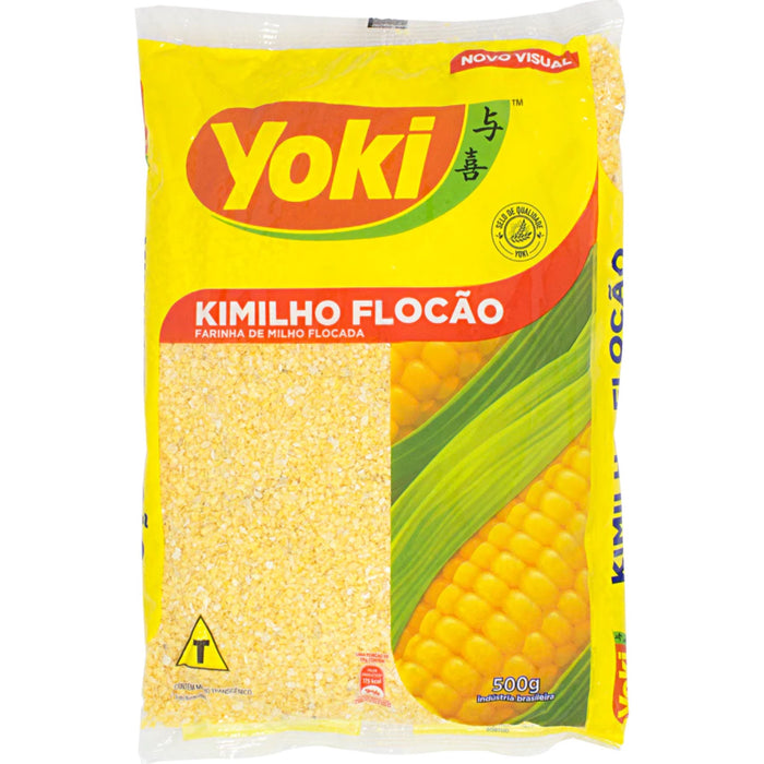 Yoki Kimilho Flocao Farinha de Milho Flocada 500g - Corn Flour Flakes 17.6 oz - Hi Brazil Market