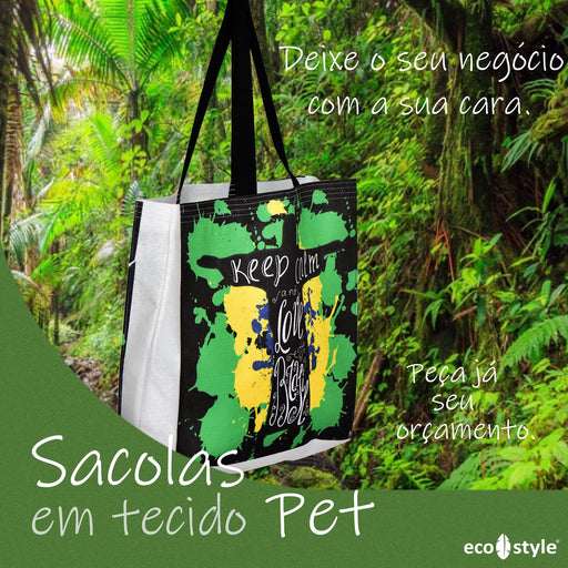 Eco Tote Bag - Bolsa Ecologica feita com tecido Reciclado Tecido Pet com Estampa em Sublimacao - Hi Brazil Market