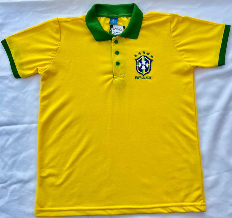 Brasil Camisa Polo Masculina Amarelo - Brazil Men Polo Shirt Yellow - Hi Brazil Market