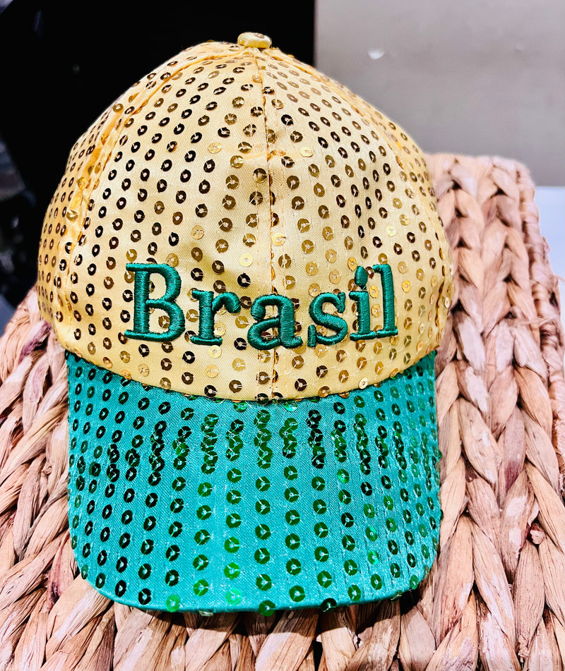 Brasil Bone de Paete Verde e Amarelo - Brazil Cap Sequin Green and Yellow - Hi Brazil Market