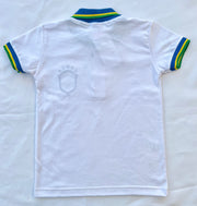 Brasil Camisa Polo Infantil Branca - Brazil Kid Polo Shirt White - Hi Brazil Market