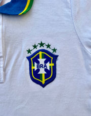 Brasil Camisa Polo Infantil Branca - Brazil Kid Polo Shirt White - Hi Brazil Market