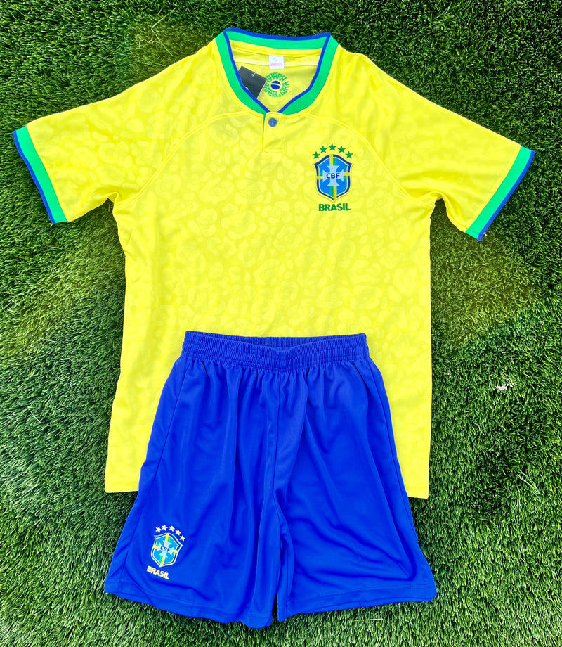 Brasil Conjunto Futebol Adulto Amarelo Copa do Mundo - Brazil Soccer Set Yellow World Cup - Hi Brazil Market