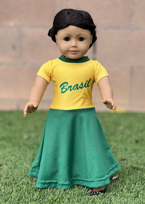 Brasil Vestido para Boneca - Brazil Doll Dress - Hi Brazil Market
