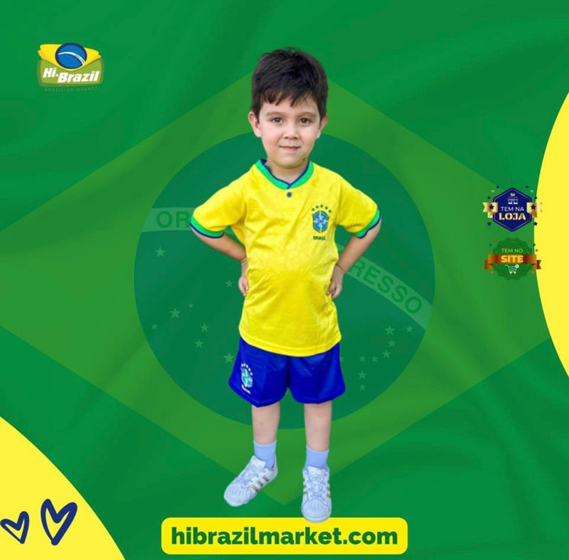 Brasil Conjunto Futebol Infantil Amarelo Copa do Mundo - Brazil Kid's Soccer Set Yellow World Cup - Hi Brazil Market