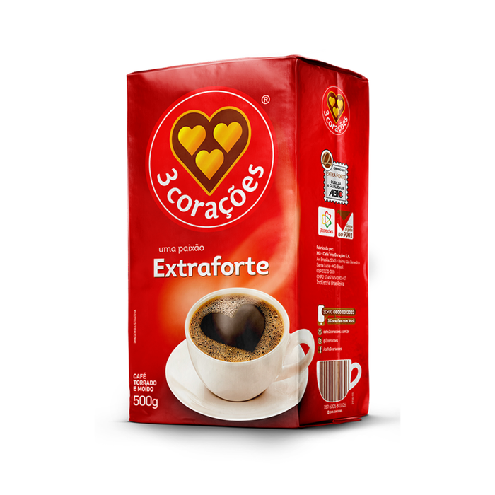 3 Coracoes Cafe Extra Forte 500g - Extra Strong Coffee - Hi Brazil Market